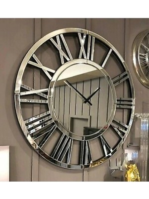 Orta Boy Dekoratif Aynalı Pleksi Mdf Duvar Saati 40 Cm, Şık ve Modern Tasarım.