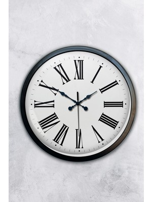 40 cm Siyah Metal Roman Rakamlı Modern Duvar Saati, Şık ve Zarif Tasarım