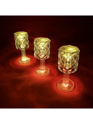 3'lü Sarı Dekoratif Abajur Görünümlü 12CM LED Masa ve Gece Lambası