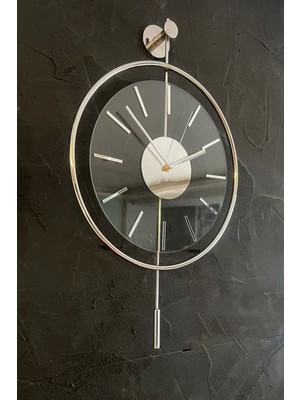 Orta Boy Krom Serisi (37X55CM) Tamper Camlı Özel Tasarım Duvar Saati