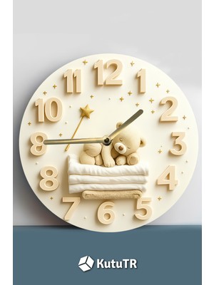 Beyaz 33 cm Sessiz Mekanizmalı Duvar Saati, 2d Hd Baskı ve 3D Tasarım ile Şıklık