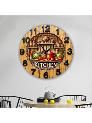 Renkli 2d Baskılı Mutfak Duvar Saati 35X35 cm