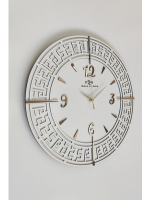 Beyaz ve Altın Renkli, Sessiz, 50X50 cm Şık Duvar Saati