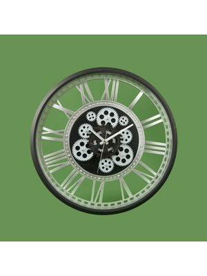 50 cm Çarklı Duvar Saati, Siyah ve Gri Renk Seçenekleriyle Şık Tasarım