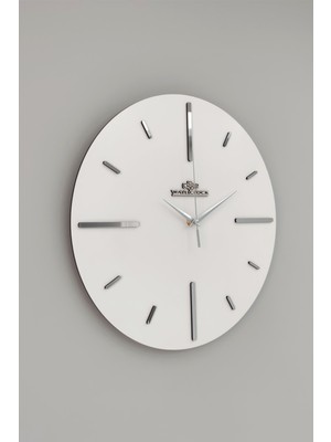 Beyaz ve Gümüş Renkli, 37X37CM, Sessiz Mekanizmalı Aynalı Duvar Saati