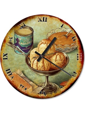 Renkli 30 cm Çap Karamelli Dondurma Temalı Duvar Saati