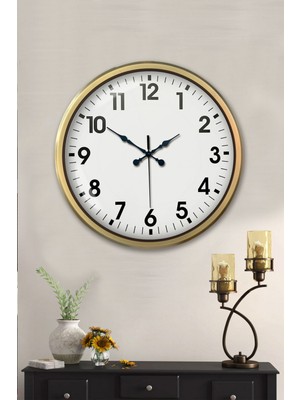 Beyaz 52 cm Yuvarlak Klasik Metal Duvar Saati, Şık ve Zarif Tasarım