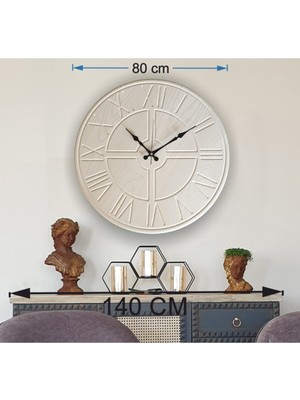 Şık Beyaz Duvar Saati 80X80CM, Modern Dekorasyon Için Uygun