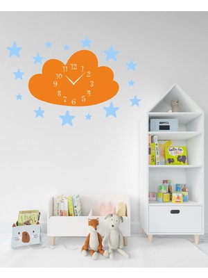Turuncu Renkli Çocuk Odası Duvar Saati, Şık ve Eğlenceli Tasarım