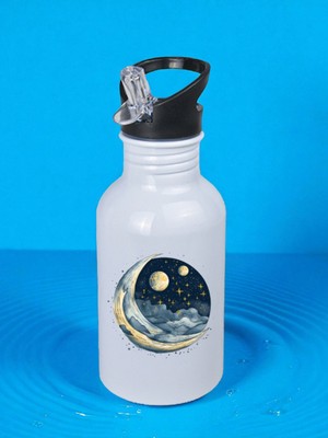 Gece Ay Baskılı Matara Suluk 600 ml - Kız Çocuk Suluk, Kız Sulukları