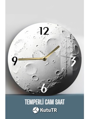 Renkli 3D Temalı Temperli Cam Saat, Şık ve Modern Tasarım, 33 cm Uzunluk