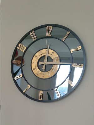 50 cm Gri Gerçek Ayna Duvardan Saat, Şık ve Modern Dekoratif Ürün