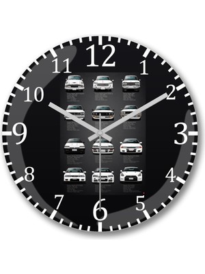 Renkli Nissan Gtr V2 Tasarımlı Duvar Saati, Gerçek Cam ve Bombeli Yüzey