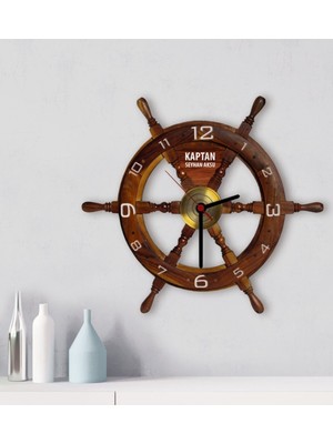 Kişiye Özel Ahşap Duvar Saati, Tekne Dümeni Tasarımı, Şık ve Sıcak Atmosfer Yaratır