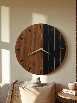 Şık Ahşap Ceviz Duvar Saati, Ev Dekorasyonu Için Zarif ve Doğal Tasarım