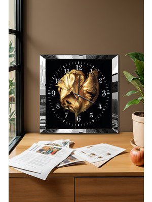 Zamanın Kıvrımı Temalı Gümüş Renkli Dekoratif Mdf Duvar Saati