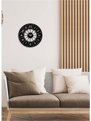 Şık Siyah Metal Duvar Saati, Modern ve Estetik Tasarım