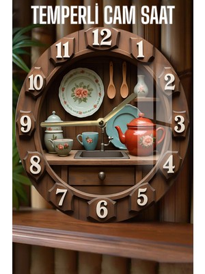 Renkli 3D Görünümlü Temperli Cam Saat, 33 Cm, Şık ve Modern Tasarım