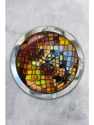 Renkli 36 cm Krom Metal Duvar Saati, Şık ve Modern Dekoratif Aksesuar