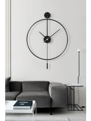 Modern Siyah Metal Duvar Saati, 75 Cm, Şık ve Dekoratif Tasarım