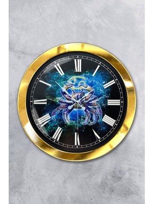 36 cm Altın Metal Yengeç Burcu Duvar Saati, Şık ve Dayanıklı Tasarım