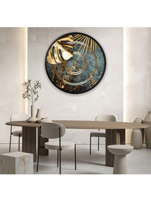 Mavi Ahşap Duvar Saati, 70 Cm, Şık ve Doğal Dekoratif Aksesuar