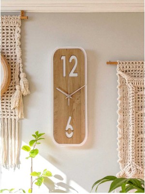 Kare Ahşap Duvar Saati, 40×15 Cm, Sessiz Mekanizma, Şık ve Modern Tasarım