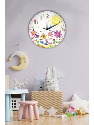 Renkli Çocuk Odası Duvar Saati 35X35CM, Neşeli ve Şık Tasarım