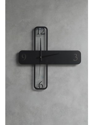 Modern Siyah Şeffaf Pleksi Duvar Saati, 36X36 cm Ahşap Detaylı Tasarım