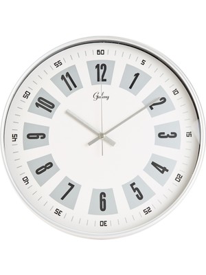 Beyaz Kadran Duvar Saati, Gri, 29 Cm, Şık ve Zarif Tasarım