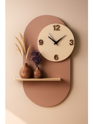 Renkli Ahşap Raflı Dekoratif Duvar Saati, Şık ve Benzersiz Tasarım