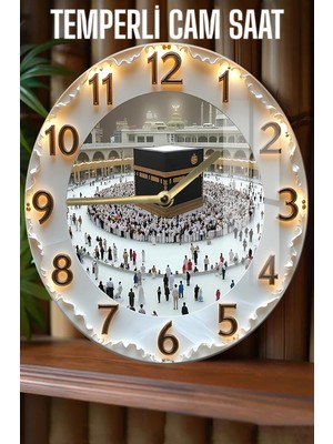 3D Görünümlü Çok Renkli Temperli Cam Saat, 33 Cm, Huzur ve Şıklık Için Ideal