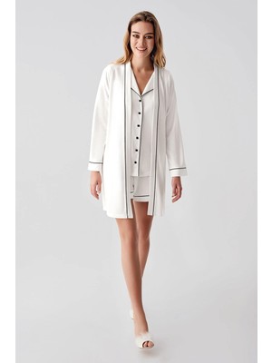 Aesco Freshness 324 Kadın 4'lü Sabahlıklı Şorlu Pijama Takımı