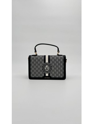 Levidor Siyah Logolu Monogram Desen El Çantası Orijinal Levid'or Premium