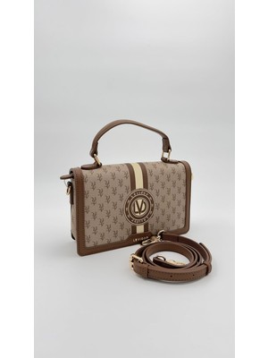 Levidor Kahve Logolu Monogram Desen El Çantası Orijinal Levid'or Premium