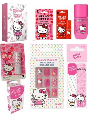 Hello Kitty Lisanslı Kişisel Bakım Seti - Parfüm - Tırnak Seti - Dudak Bakım Seti