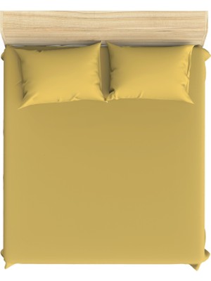 Maki Home %100 Pamuklu Hardal 160X200+2*(50X70) Çift Kişilik Lastikli Çarşaf ve Yastık Kılıfı Seti