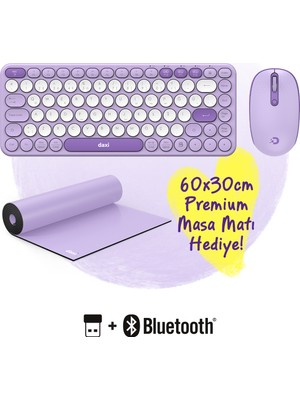 Daxi MK350 Creator Pro Sessiz 3 Kanallı Bluetooth + 2.4g Wireless Türkçe Q Klavye Mouse Seti