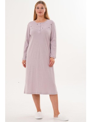 Mecit 6310 Lila %100 Pamuk Büyük Beden Kadın Gecelik