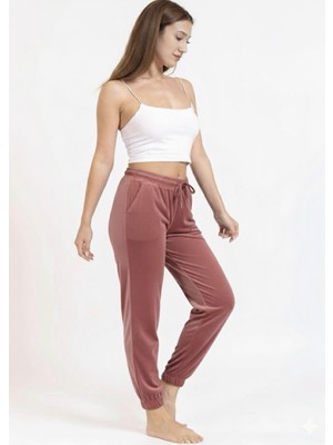 Kadın Soft Cepli Fransız Kadife Tek Alt Pijama