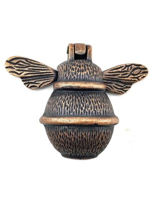 Antika Tarz Dekoratif Pirinç Arı Kapı Tokmağı, Taktak - Küçük, 123X150MM, Antik