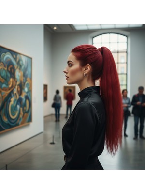 Lastik Tokalı At Kuyruğu Düz / Kızıl