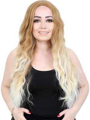 Fiber Sentetik Uzun Su Dalgası Peruk / Balköpüğü / Platin Kısa Ombreli