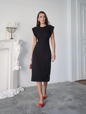 Kadın Liora Ottoman Kumaş T Kol Yırtmaçlı Elbise