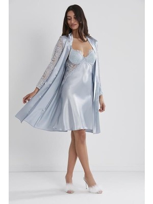 Pierre Cardin Sütyen Kaplı Sabahlık Gecelik 4025 Mist