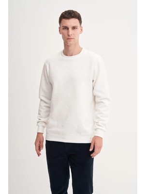 Regular Fit Baklava Desenli Kapitone Jakar Sweatshirt