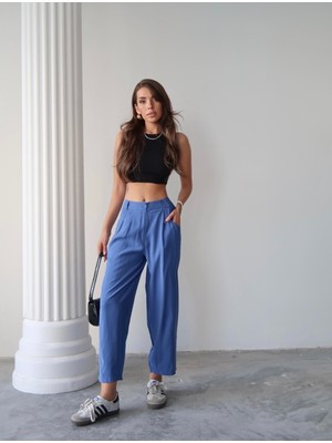 Kadın Taylor Modal Cupra Kumaş Arka Cep Kapak Detaylı Pantolon, Yazlık Iş Pantolonu