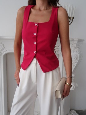 Kadın Arden Düğme Detaylı Astarlı Yelek