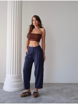 Kadın Taylor Modal Cupra Kumaş Arka Cep Kapak Detaylı Pantolon, Yazlık Iş Pantolonu