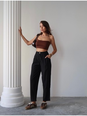 Kadın Taylor Modal Cupra Kumaş Arka Cep Kapak Detaylı Pantolon, Yazlık Iş Pantolonu